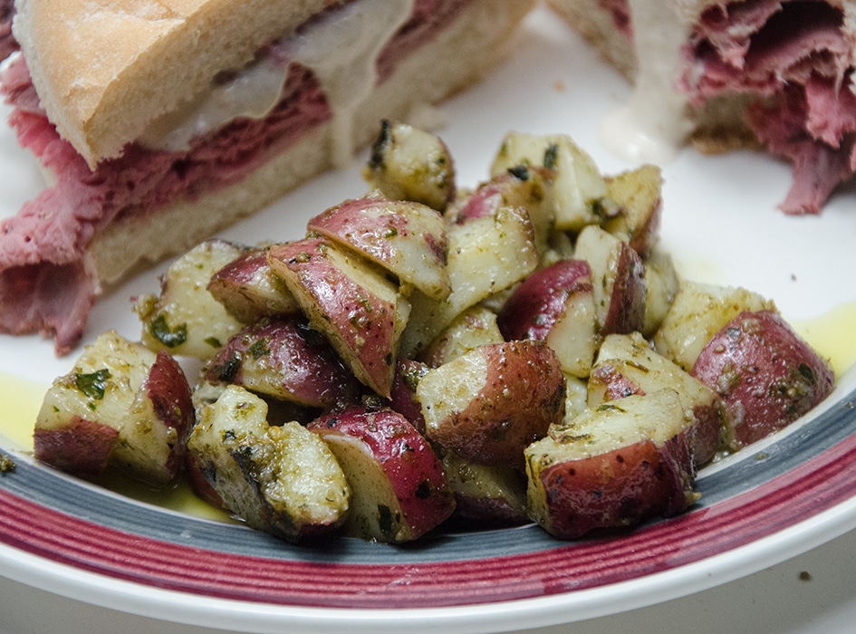 pesto potatoes.