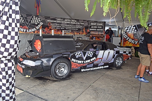 race car converted into a smoker