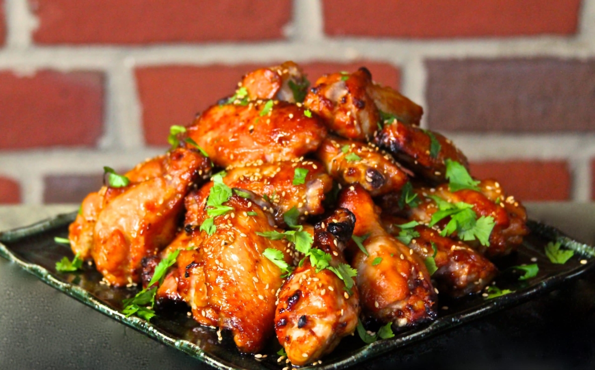 Miso wings on a plate