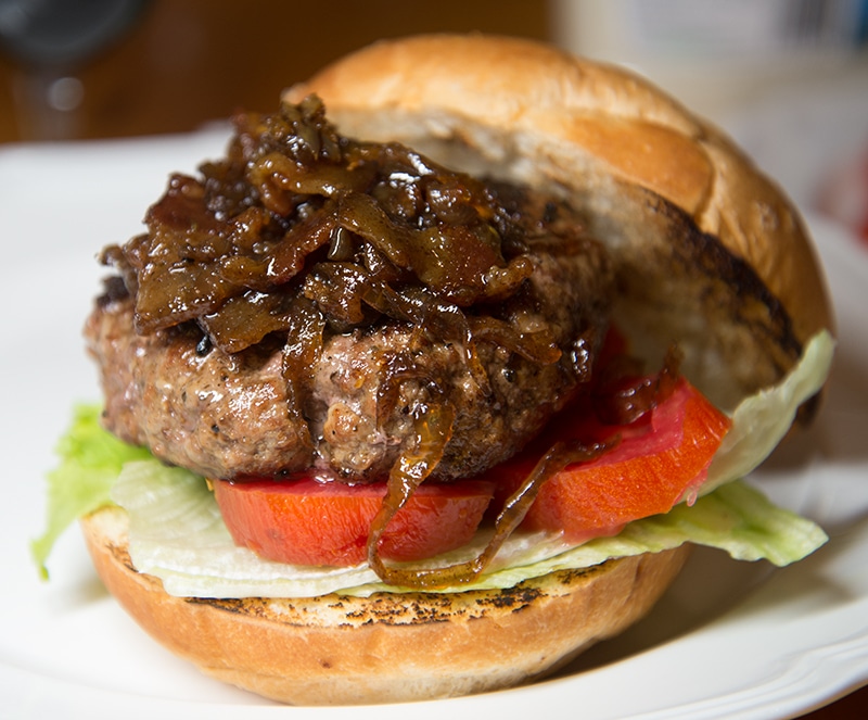 bacon and onion jam burger.