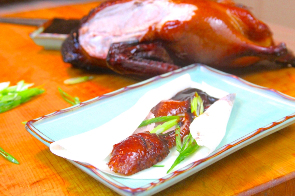 Smoked and sliced Peking duck