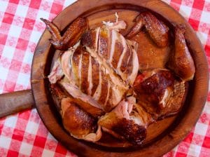 Carved and plated chicken