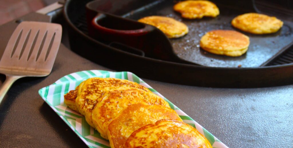 Plated griddle corn cakes