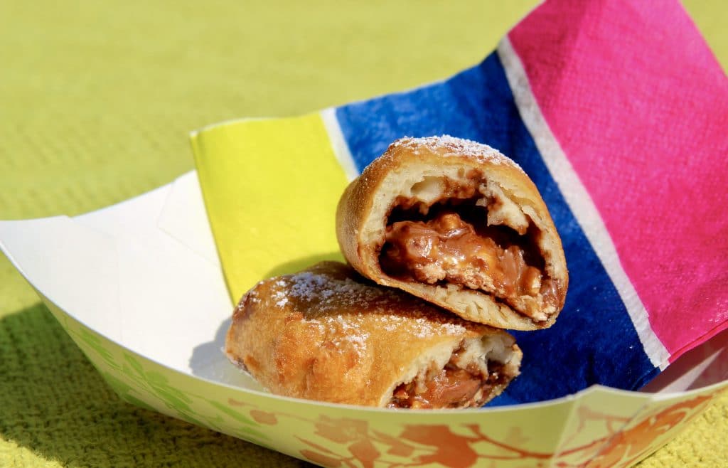 Deep fried snickers in paper boat