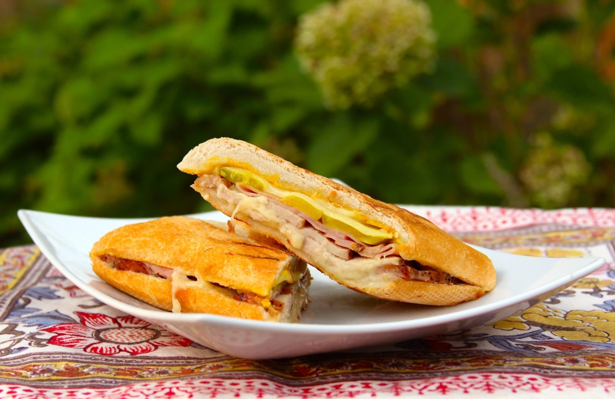 Pork loin Cuban sandwich plated