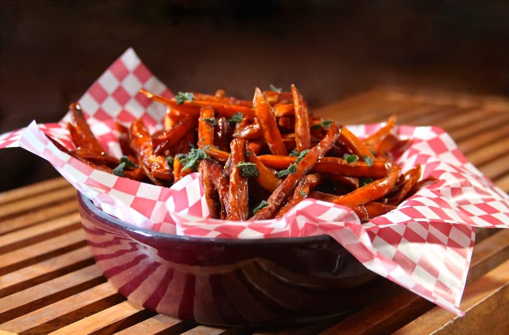 Sweet potato fries with spicy honey
