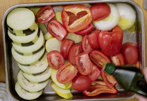 Vegetables on sheet pan