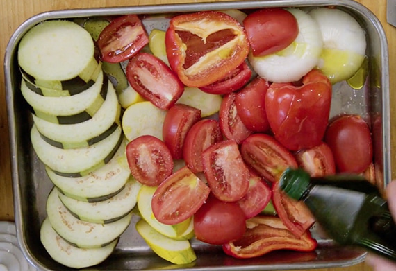 Vegetables on sheet pan