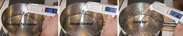 difference between simmering water and boiling water