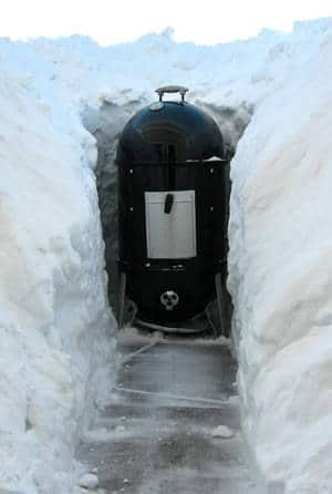 smoker in deep snow