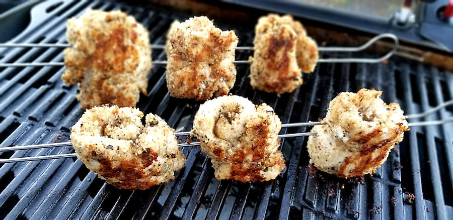 Chicken spiedini on the grill