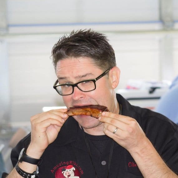 Clint eating a rib
