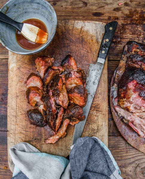 Sliced competition pork butt