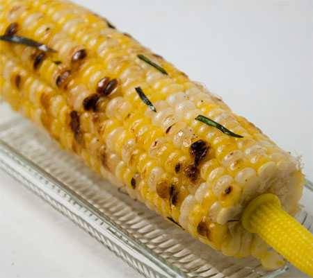 closeup of grilled corn on the cob