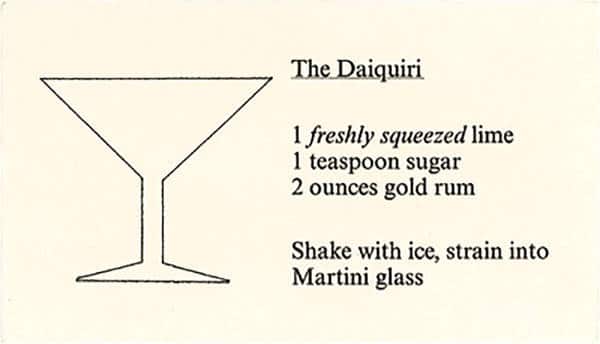 Daiquiri recipe card
