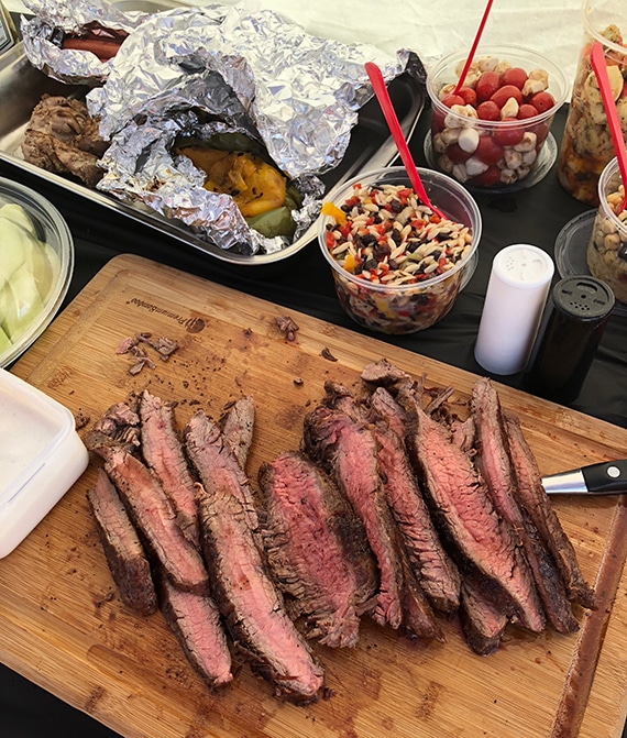 tailgate array of food