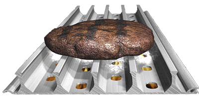 cross section of grillgrates with burger