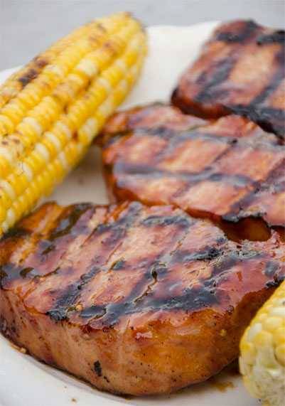 Jazzy Hog BBQ sauce glazed pork chops