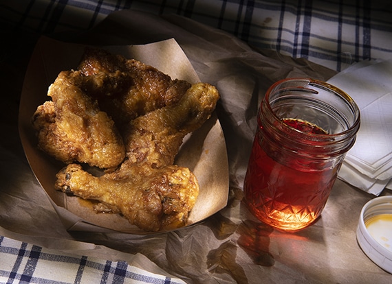 Nashville hot chicken in serving basket