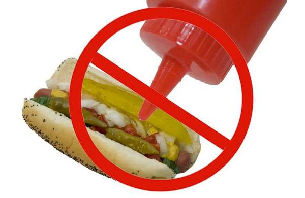no ketchup on hot dog sign