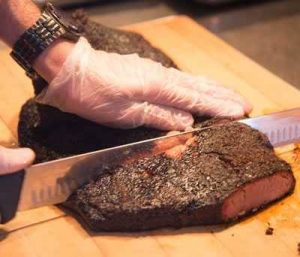 Slicing a brisket