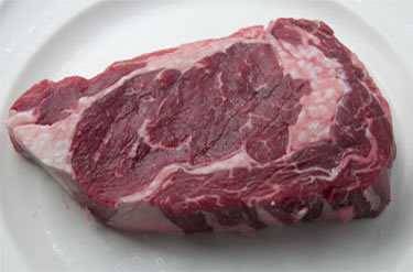 rib eye steak salted for a couple of hours