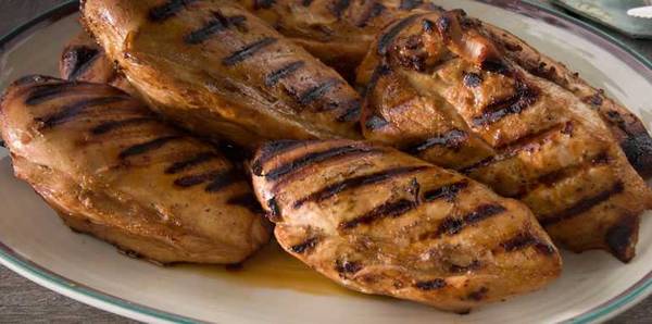 Grilled boneless chicken breasts