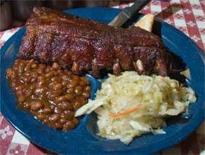 barbecue Ribs beans and coleslaw