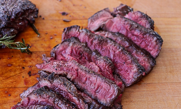 Sliced elk steak