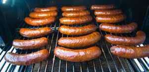 homemade sausages on the grill