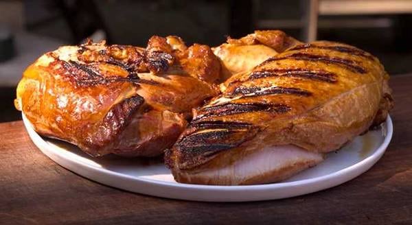 Sous-vide-que turkey parts on a plate
