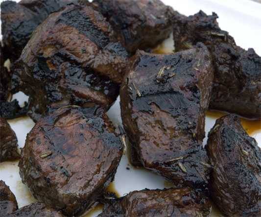 Grilled lamb cubes, a.k.a. spiedies