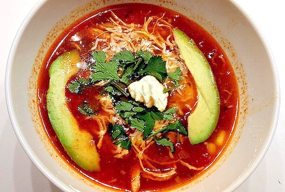 Tortilla soup in a bowl