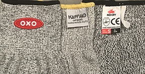 Oxo, Kaffyad and NoCry gloves side by side