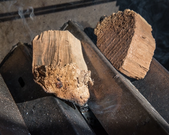 wood chunks on gas grill