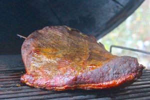 Sous vide brisket on a smoker