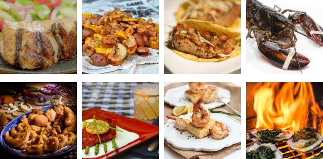 montage of seafood recipes