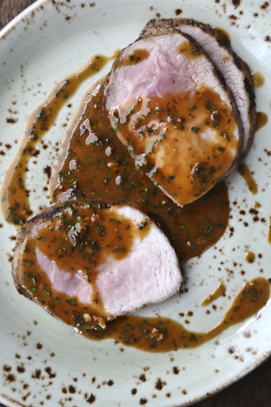 Pork tenderloin with green peppercorn sauce