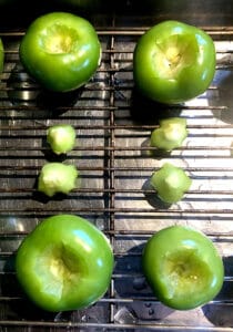 Cored tomatillos