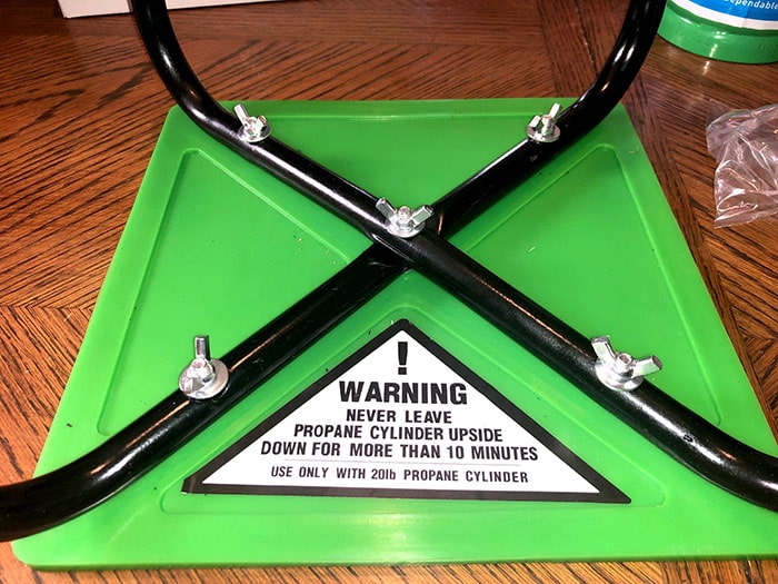 Flame King Cylinder Refill stand assembled
