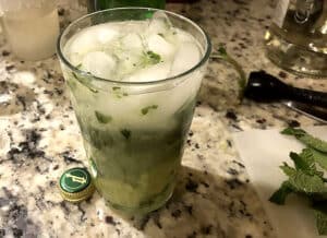 finished homemade mojito cocktail.