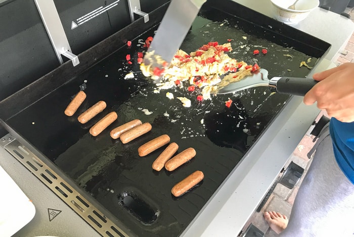 Weber Griddle Eggs and Sausage