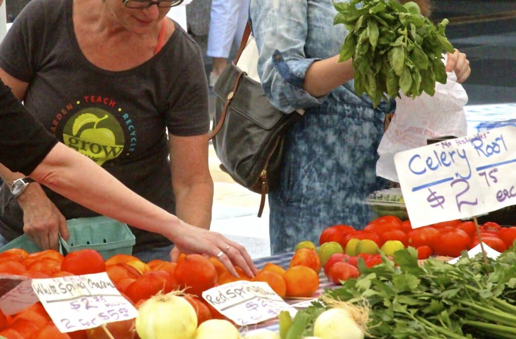vegetables at a farmers market.