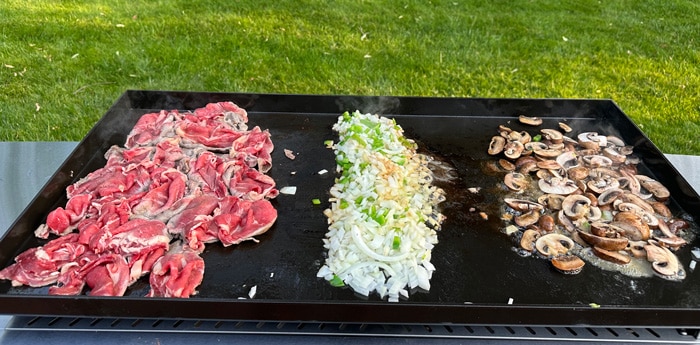 Victory Griddle steak and veggies
