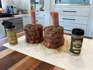 Seasoned beef shanks.