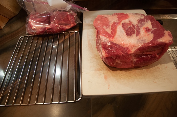 GE Indoor Smoker trimming pork butt