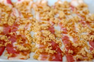 brown sugar sprinkled on bacon.