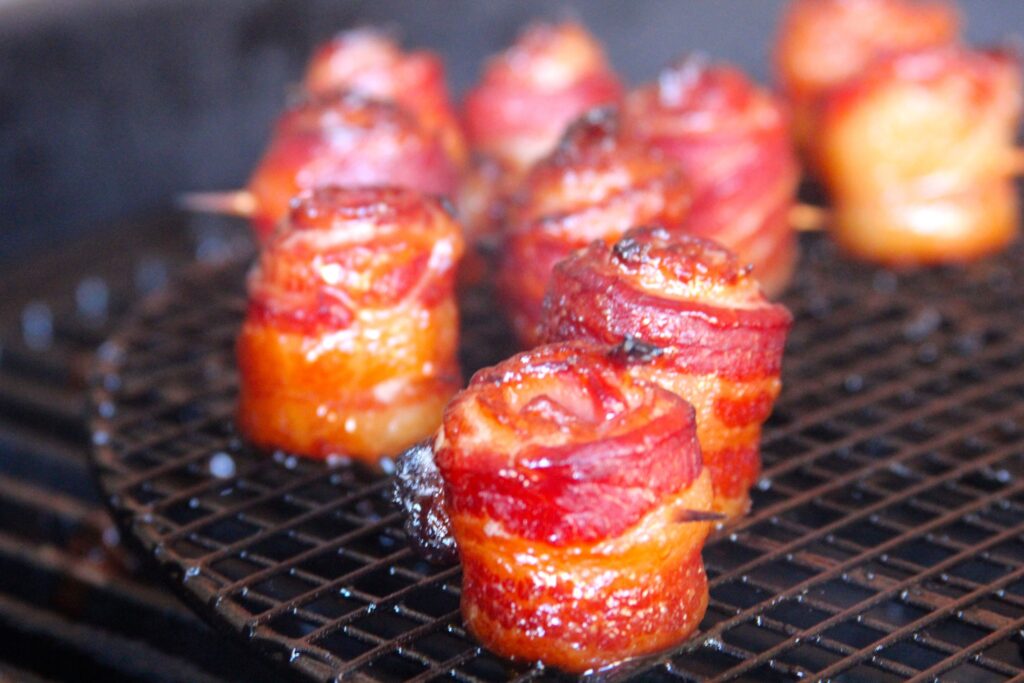 Candied Bacon Roses on grill