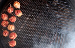 Candied Bacon Roses on grill.