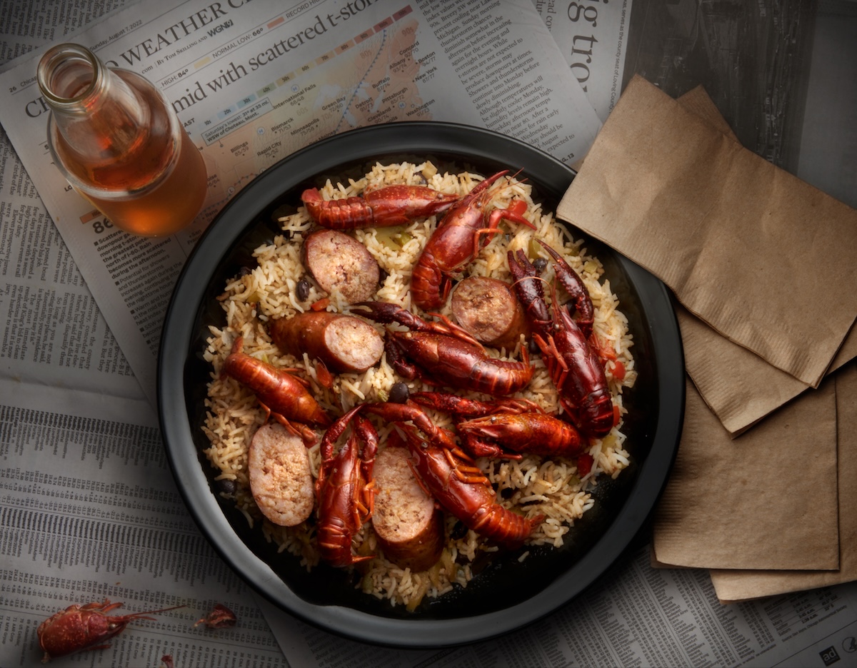 smoked dirty rice with crayfish